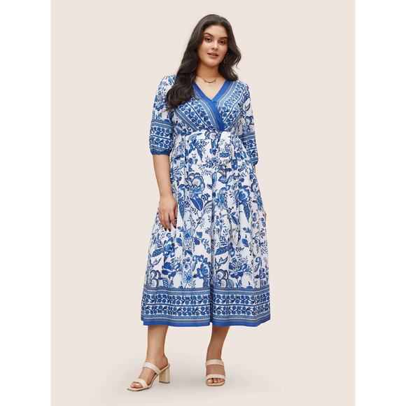 BloomChic Bandana Surplice Neck Lantern Sleeve Pocket Dress 2X. 18/20 - Picture 1 of 6
